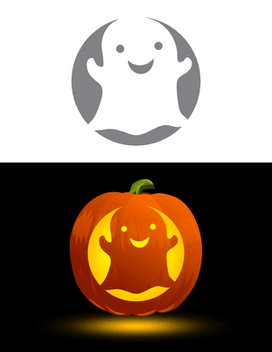 Cute Ghost Pumpkin Stencil