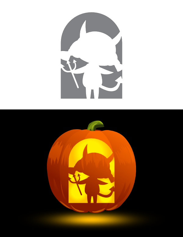 Printable Cute Girl Devil Pumpkin Stencil