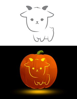 Cute Goat Pumpkin Stencil