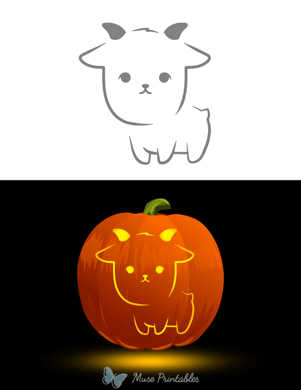 Cute Goat Pumpkin Stencil