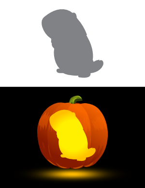 Cute Groundhog Outline Pumpkin Stencil