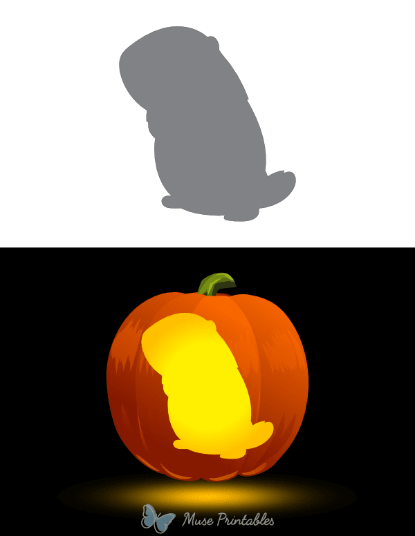 Cute Groundhog Outline Pumpkin Stencil