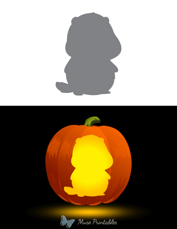 Printable Cute Groundhog Pumpkin Stencil