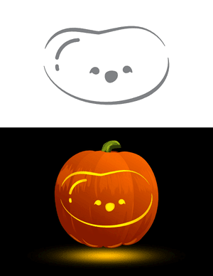 Cute Happy Jelly Bean Pumpkin Stencil