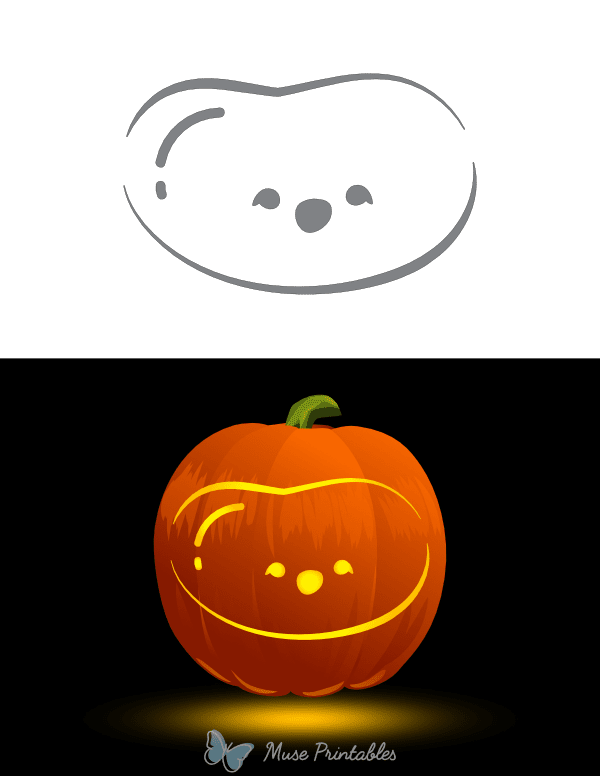 Cute Happy Jelly Bean Pumpkin Stencil