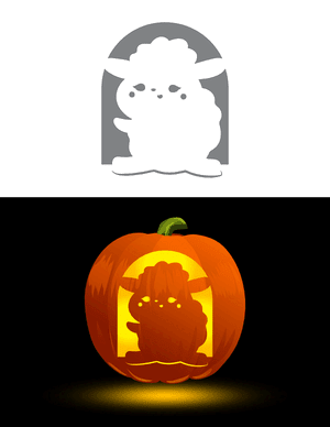 Cute Happy Sheep Pumpkin Stencil