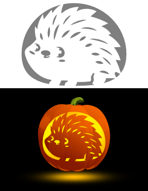 Cute Hedgehog Pumpkin Stencil