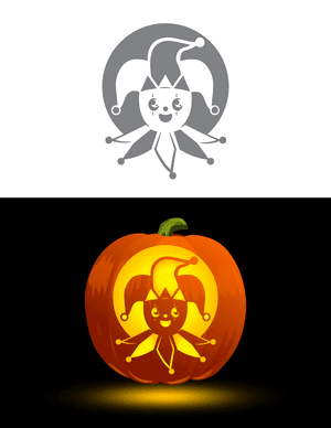 Cute Jester Head Pumpkin Stencil