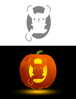 Cute Jumping Chinchilla Pumpkin Stencil