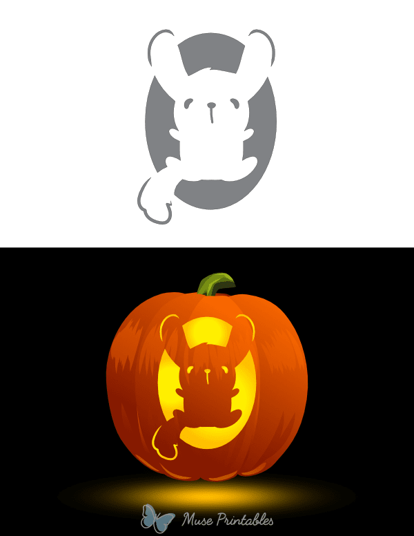 Cute Jumping Chinchilla Pumpkin Stencil