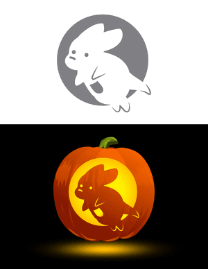 Cute Jumping Kangaroo Pumpkin Stencil