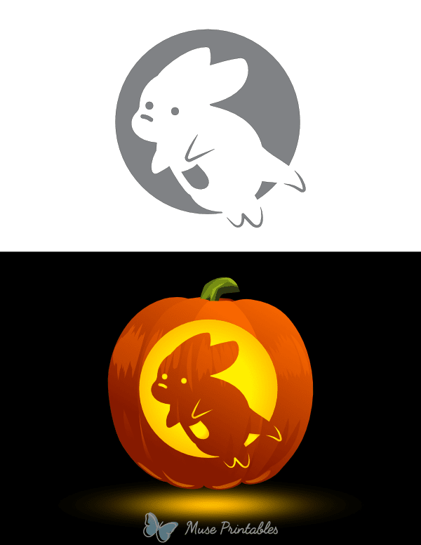 Cute Jumping Kangaroo Pumpkin Stencil