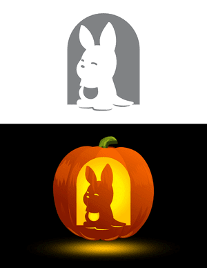 Cute Kangaroo With Pouch Pumpkin Stencil