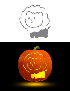 Cute Lion Pumpkin Stencil