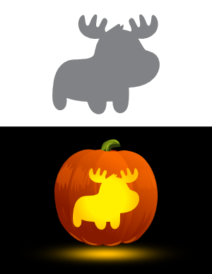 Cute Moose Pumpkin Stencil