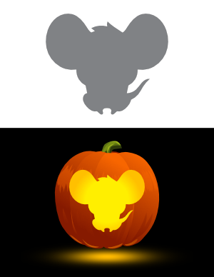 Cute Mouse Outline Pumpkin Stencil