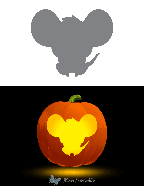 Cute Mouse Outline Pumpkin Stencil