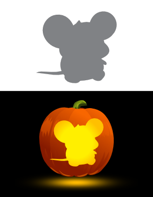 Cute Mouse Silhouette Pumpkin Stencil