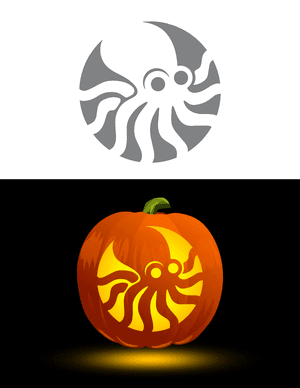 Cute Octopus Pumpkin Stencil