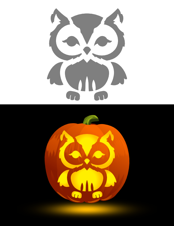 Printable Cute Owl Pumpkin Stencil