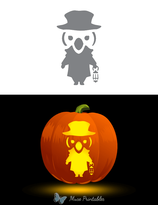 Cute Plague Doctor Pumpkin Stencil