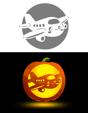 Cute Plane Pumpkin Stencil