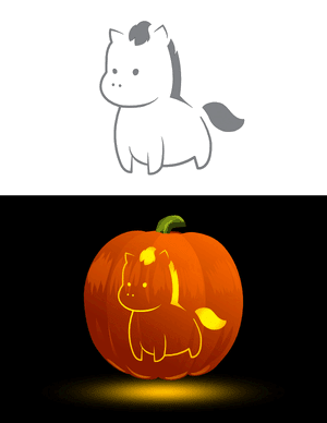 Cute Pony Pumpkin Stencil