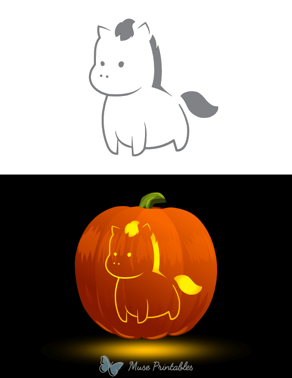 Cute Pony Pumpkin Stencil