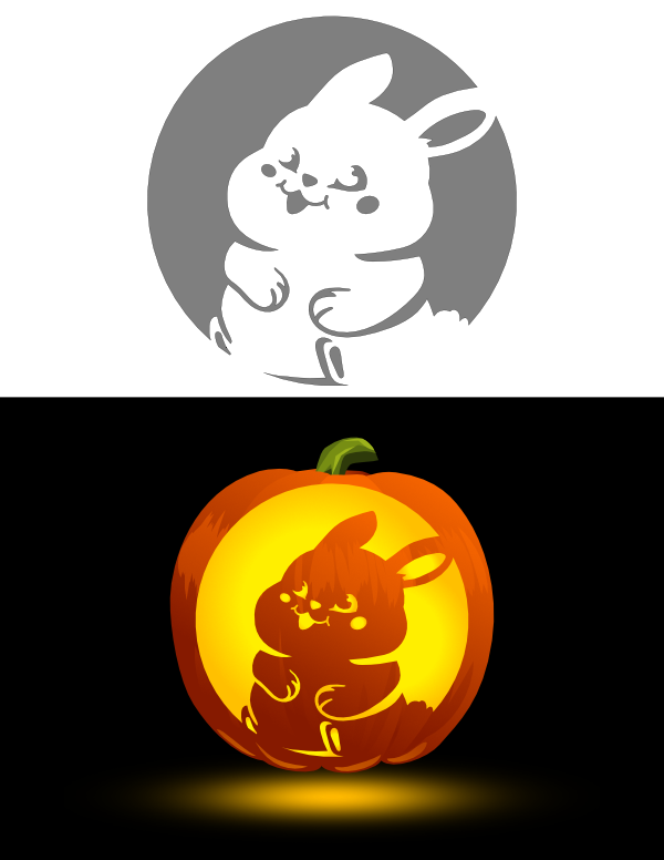 Printable Cute Rabbit Pumpkin Stencil