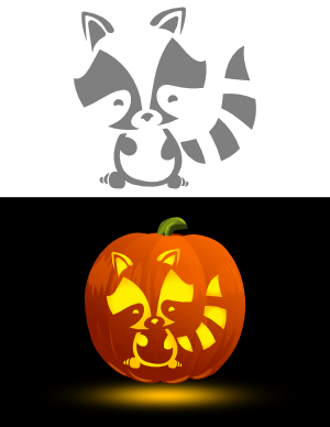 Cute Raccoon Pumpkin Stencil