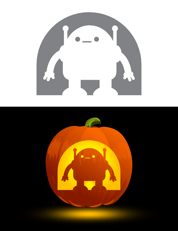 Cute Robot Pumpkin Stencil