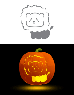 Cute Sad Lion Pumpkin Stencil