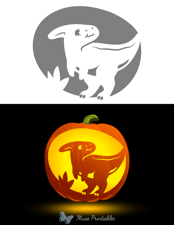 Cute Saurolophus Pumpkin Stencil