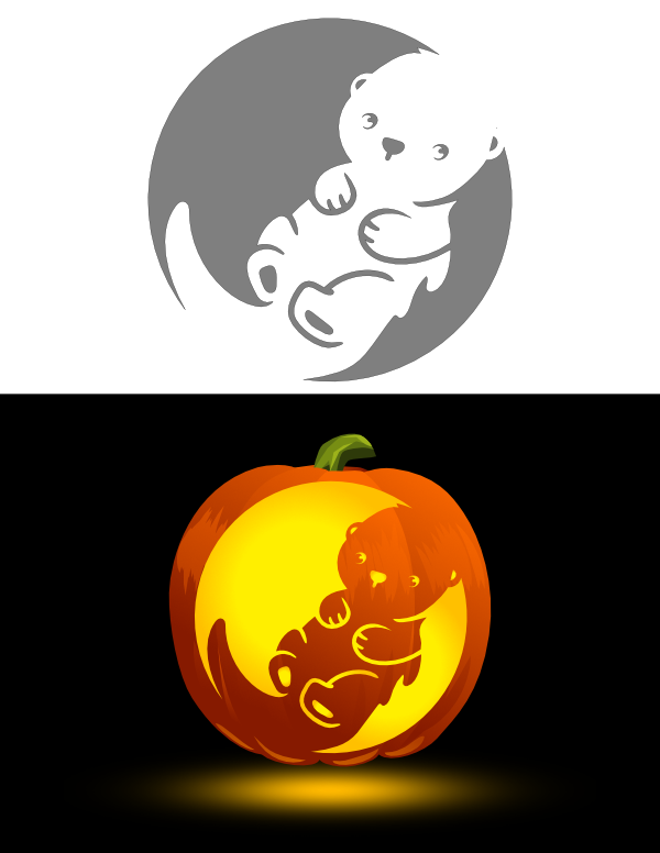 Printable Cute Sea Otter Pumpkin Stencil