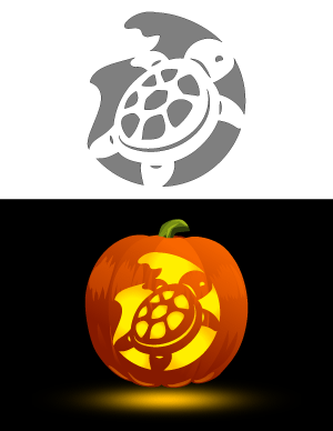 Cute Sea Turtle Pumpkin Stencil