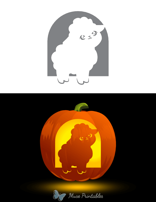 Cute Sheep Pumpkin Stencil