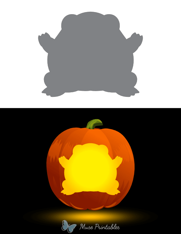 Cute Sitting Frog Pumpkin Stencil