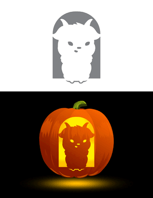 Cute Sitting Goat Pumpkin Stencil