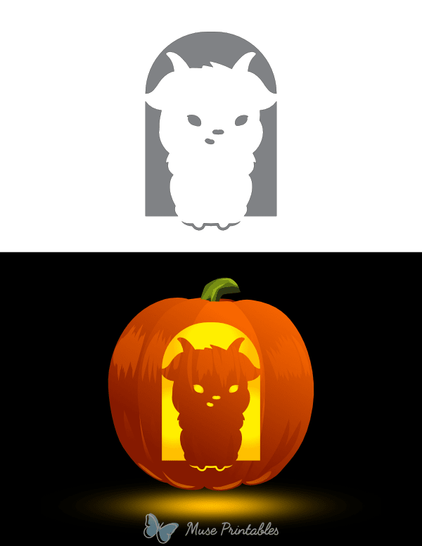 Cute Sitting Goat Pumpkin Stencil