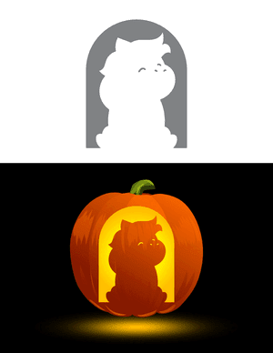 Cute Sitting Horse Pumpkin Stencil