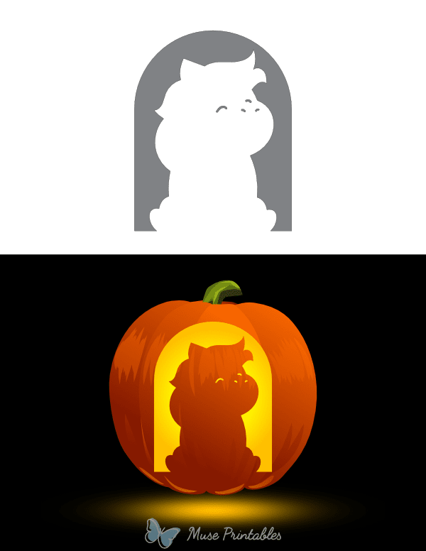 Cute Sitting Horse Pumpkin Stencil