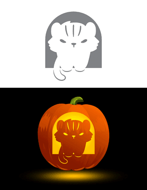 Cute Sitting Tiger Pumpkin Stencil