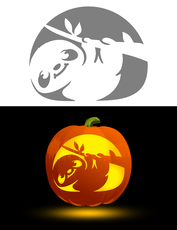 Printable Cute Sloth Pumpkin Stencil