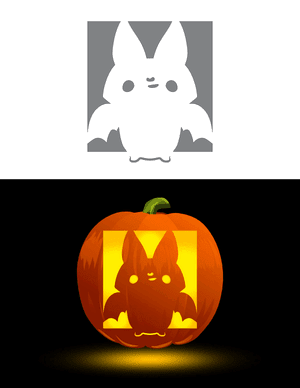 Cute Smiling Bat Pumpkin Stencil