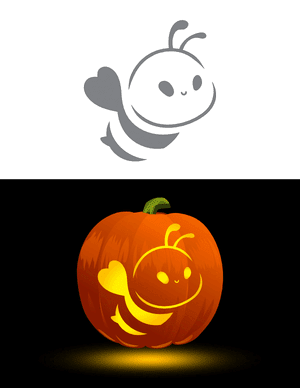 Cute Smiling Bee Pumpkin Stencil