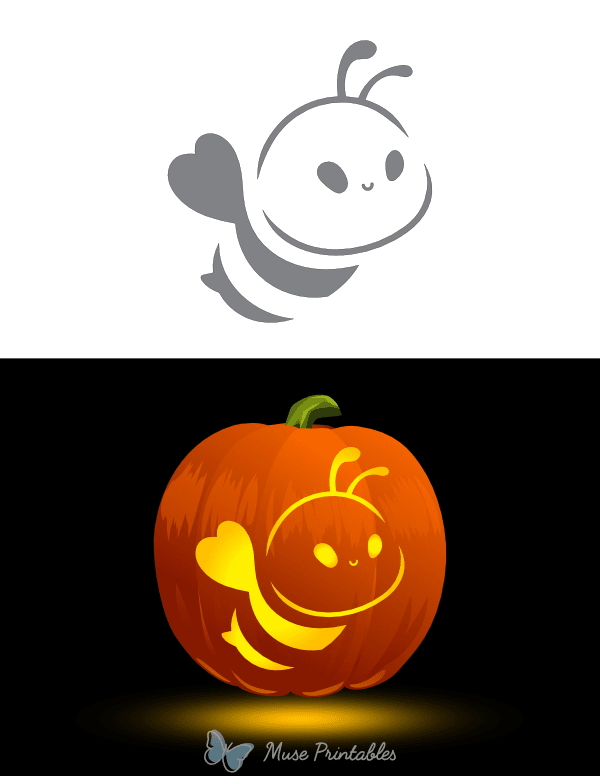 Cute Smiling Bee Pumpkin Stencil