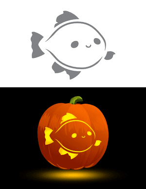 Cute Smiling Fish Pumpkin Stencil