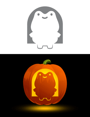 Cute Smiling Frog Pumpkin Stencil