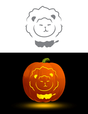 Cute Smiling Lion Pumpkin Stencil