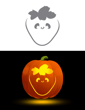 Cute Smiling Strawberry Pumpkin Stencil